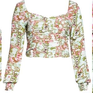Open Edit Ruched Bodice Top long sleeves